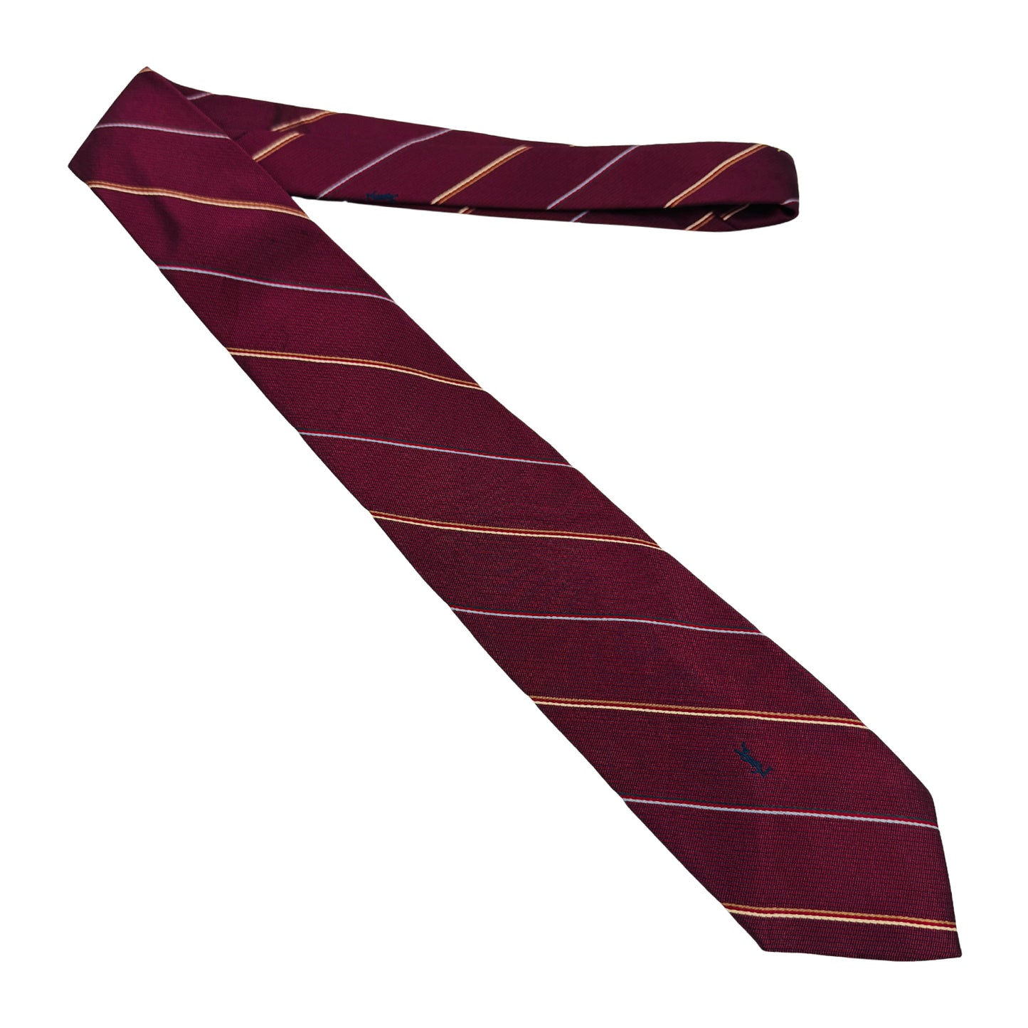Yves Saint Laurent 'Blue Gold Navy Diagonal Stripes' Tie (Size Regular)