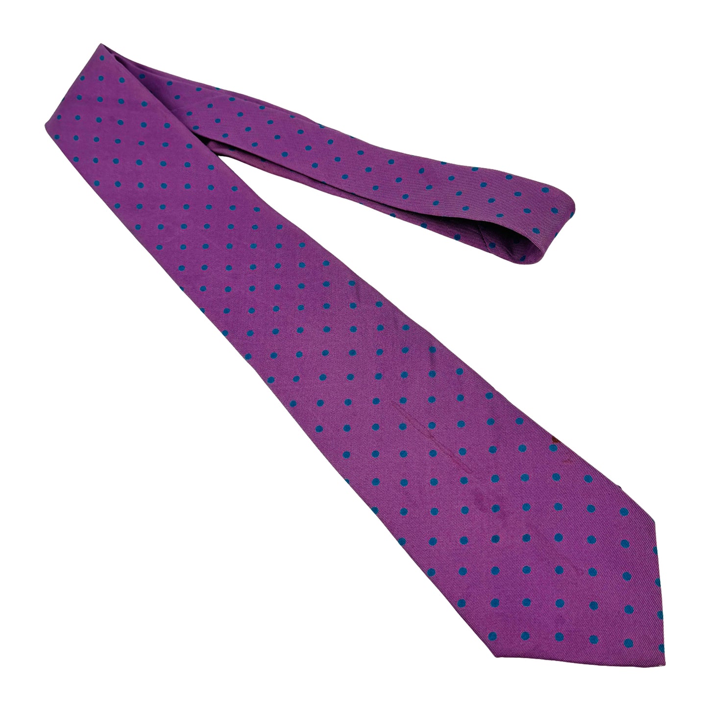 Burberry Purple Base 'Turquoise Polka Dots' Silk Tie