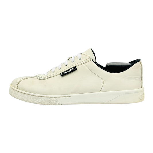 Chanel White Leather Sneakers (Size 38.5)