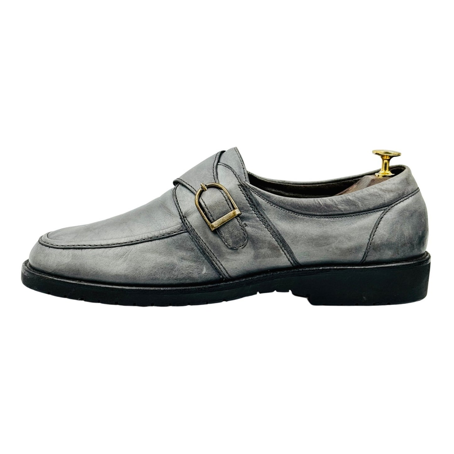 Bally Men's Single Monk Strap 'Sport Grey' Leather Loafers (Size 43.5)