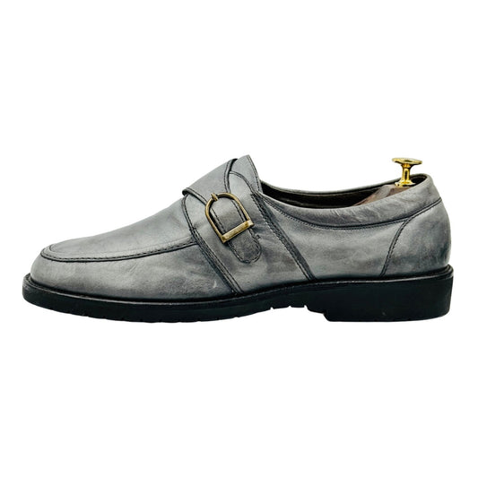 Bally Men's Single Monk Strap 'Sport Grey' Leather Loafers (Size 43.5)