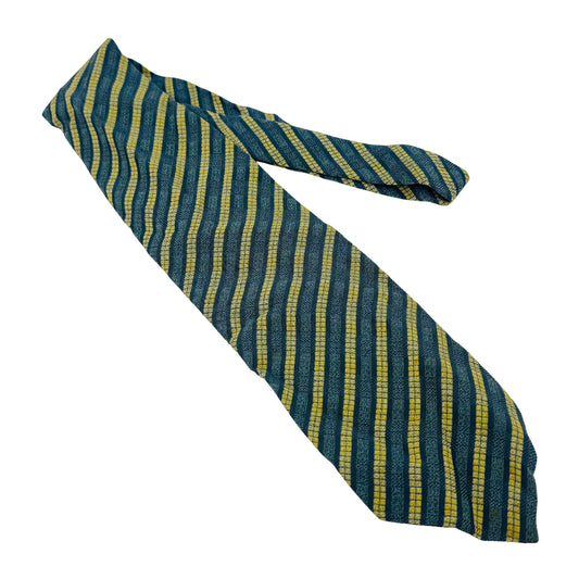 Giorgio Armani Teal 'Stripe Pattern' Silk and Viscose Tie (Size Regular)