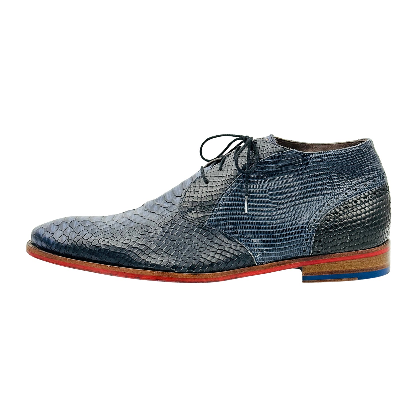 Floris van Bommel Men's Blue Snake Print Derby Shoes (Size 44)