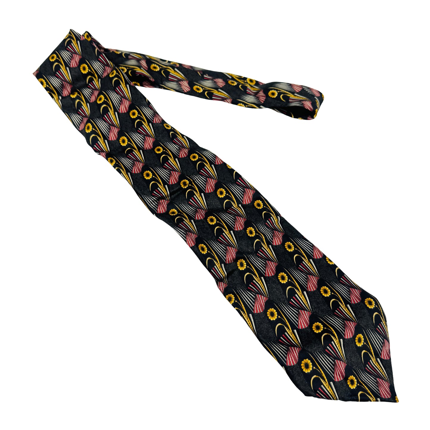 Lanvin Black 'Floral Motifs' Silk Tie (Size Regular)