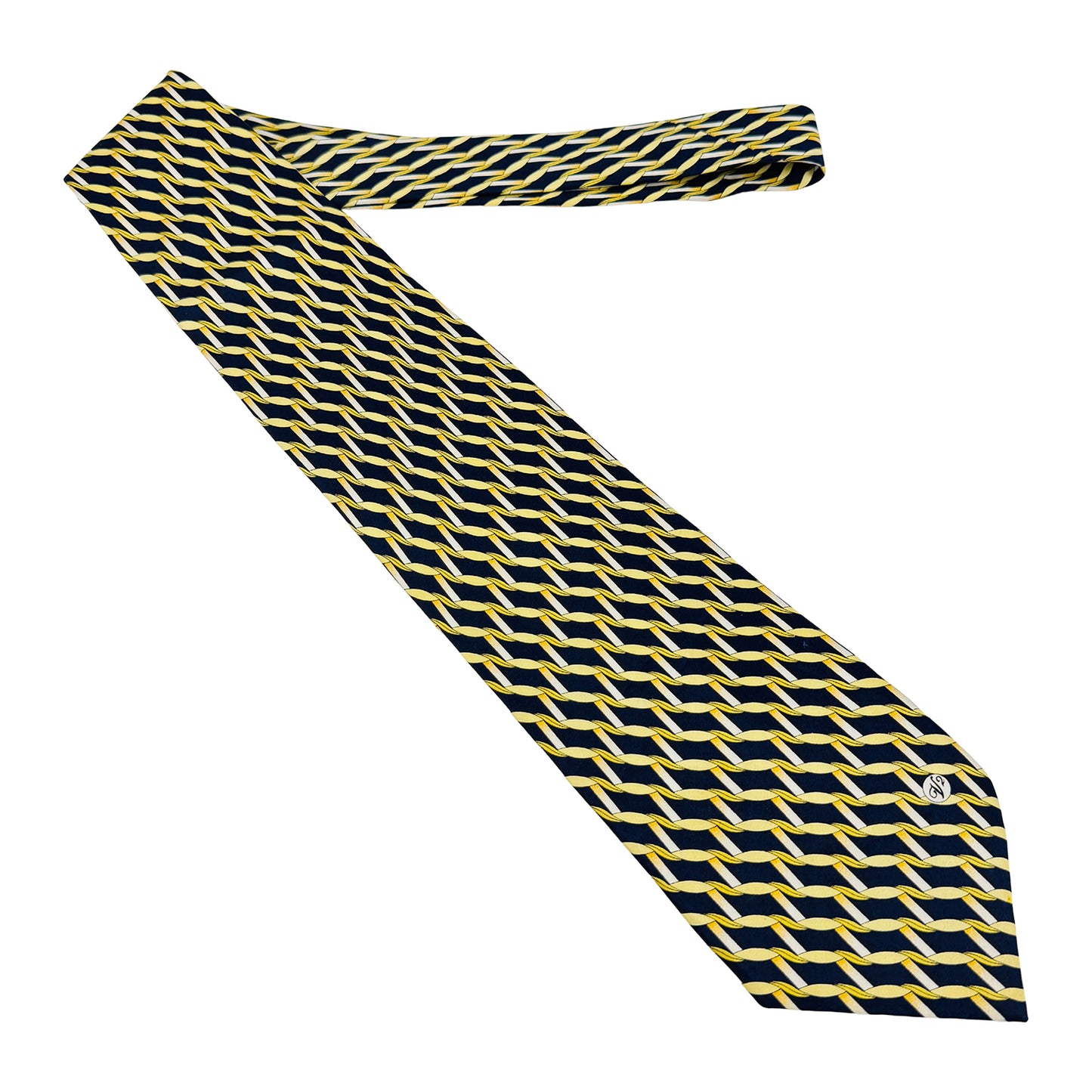 Versace Navy Blue 'Rope Pattern' Tie (Size Regular)
