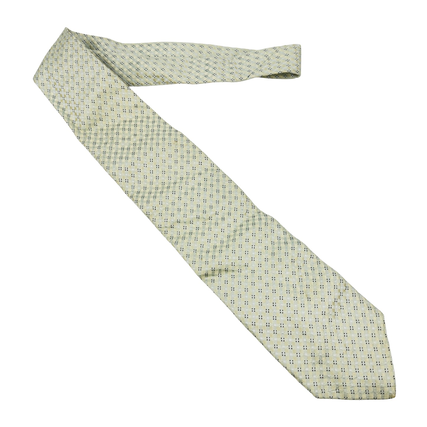 Canali White 'Geometric Pattern' Silk Tie (Size Regular)