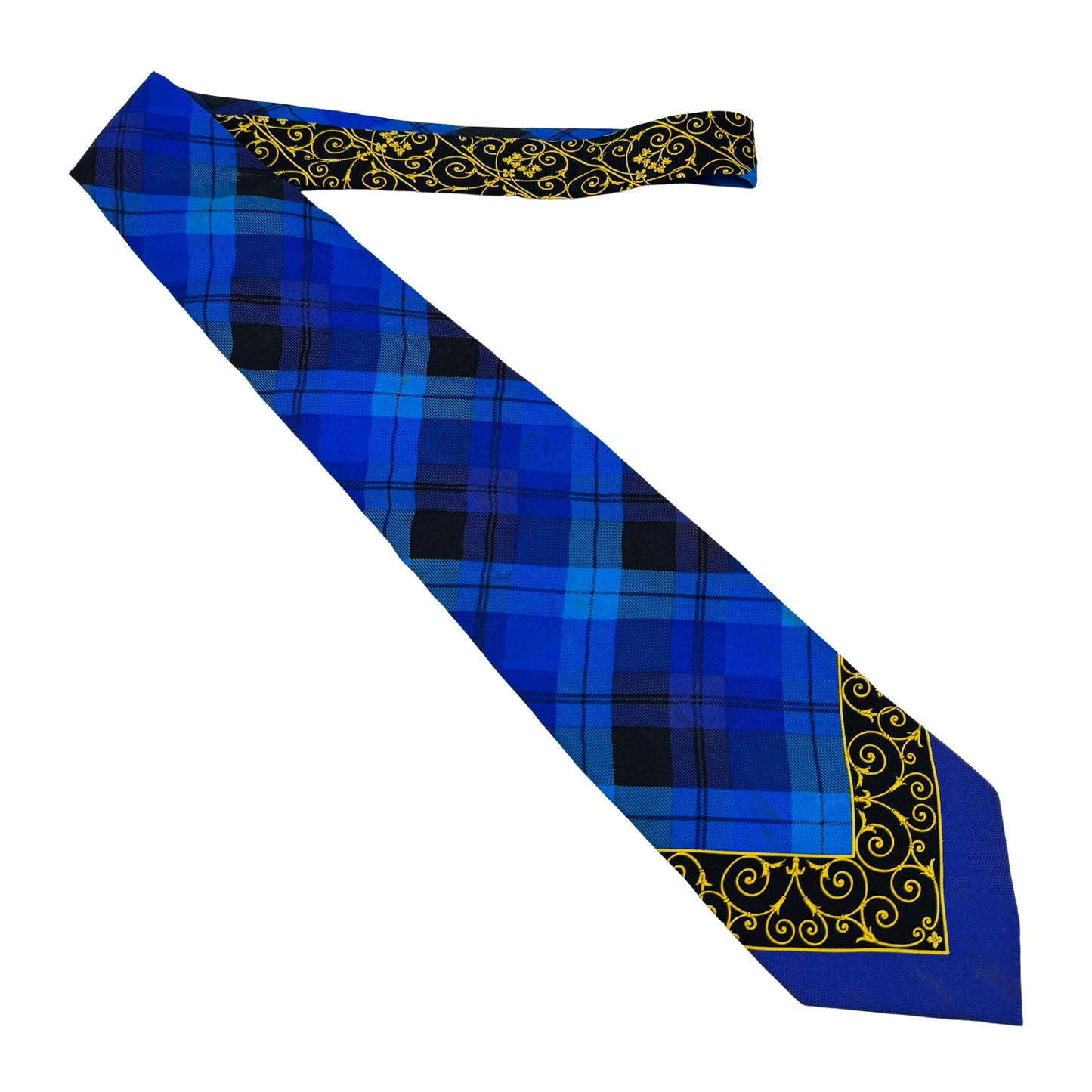 Gianni Versace Blue 'Plaid Pattern' Tie (Size Regular)
