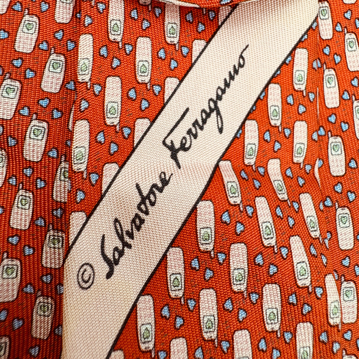 Salvatore Ferragamo Orange 'Motifs' Silk Tie (Size Regular)