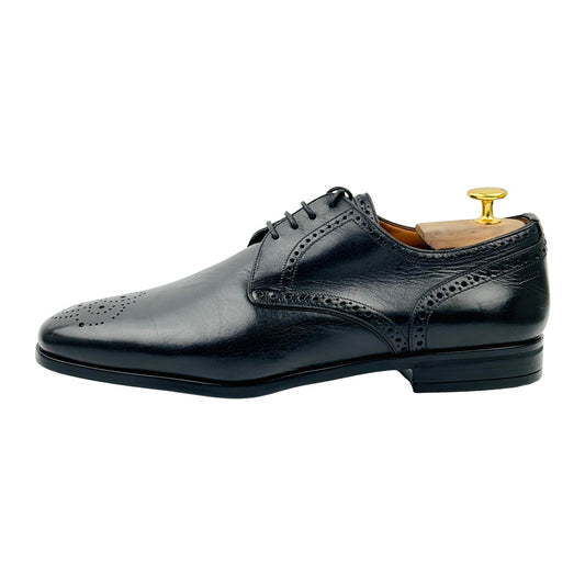 Bally Men's Black Perforated Leather Derby Shoes (Size 40/40.5)