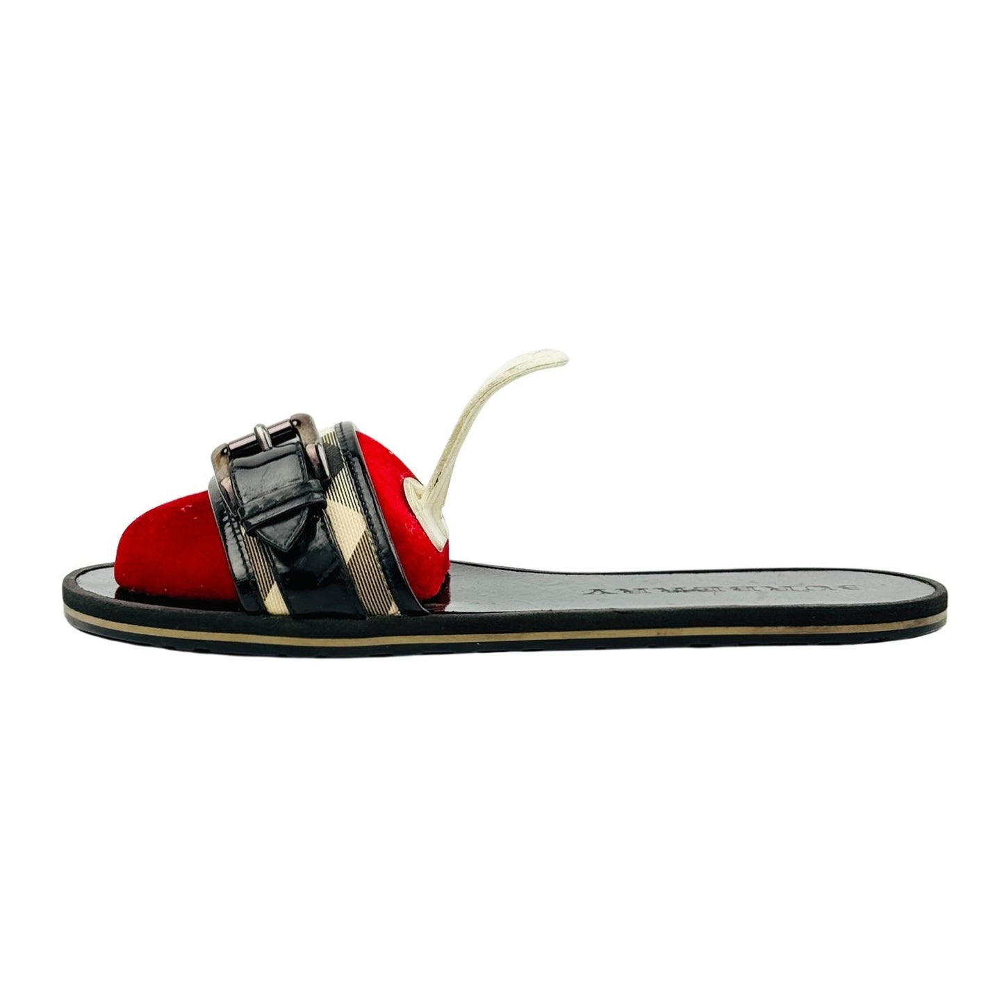 Burberry Black Patent Leather Sandal Slides (Size 39)