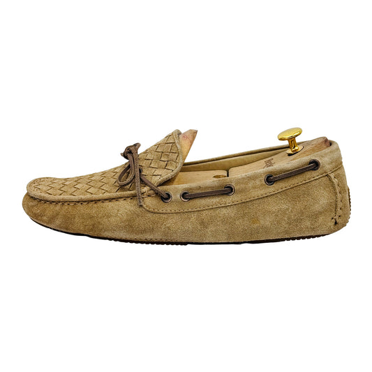 Bottega Veneta Men's Intrecciato Beige Suede Loafers (Size 42)