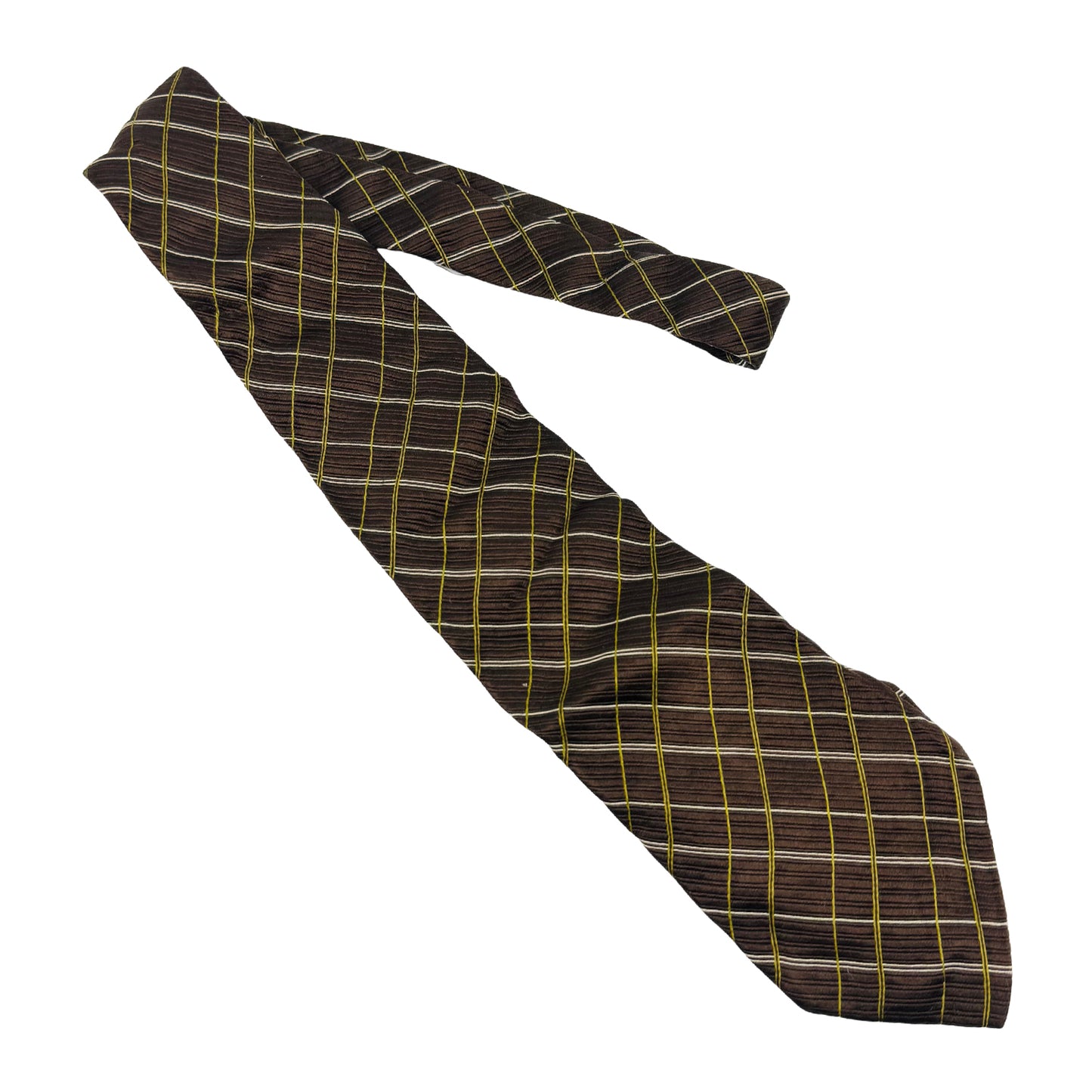 Burberry Dark Brown 'Diagonal Windowpane Lines' Tie (Size Regular)