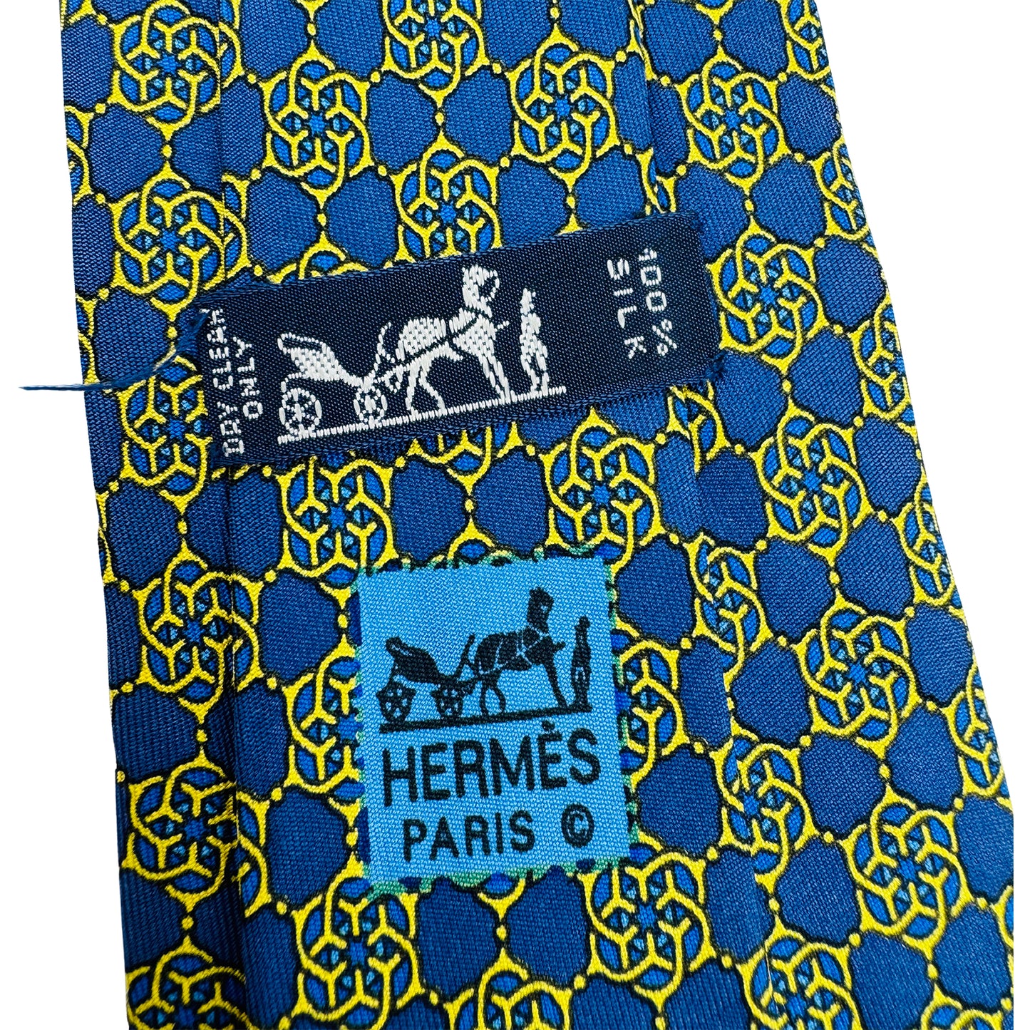 Hermès Blue 'Geometric Floral Lattice Pattern' Tie (Size Regular)