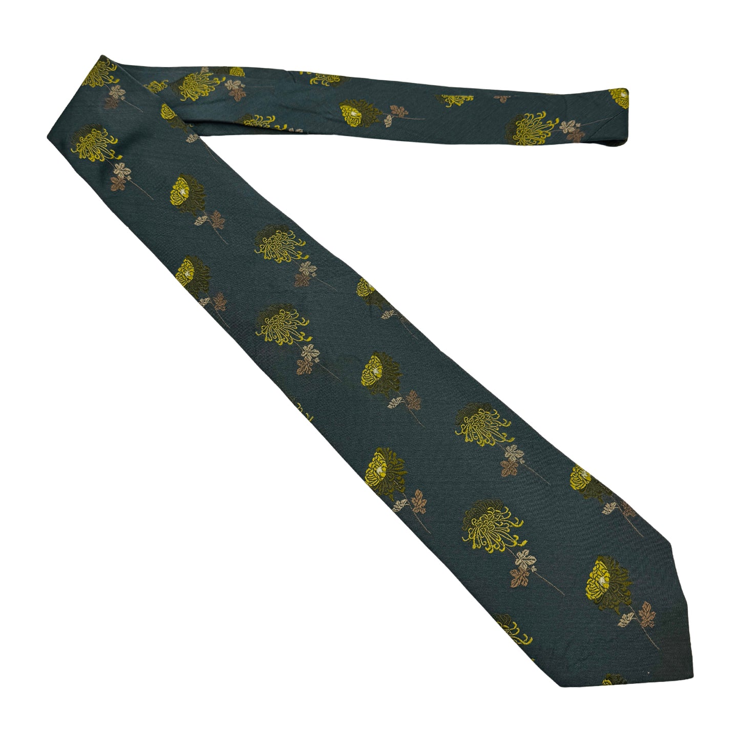 Gucci Greenish-Grey 'Floral Pattern' Tie (Size Regular)