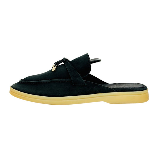 Loro Piana Babouche Charms Walk Black Mules (Size 36)