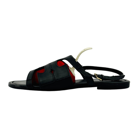 Tory Burch Women's Black Leather Sandals (Size 37.5)