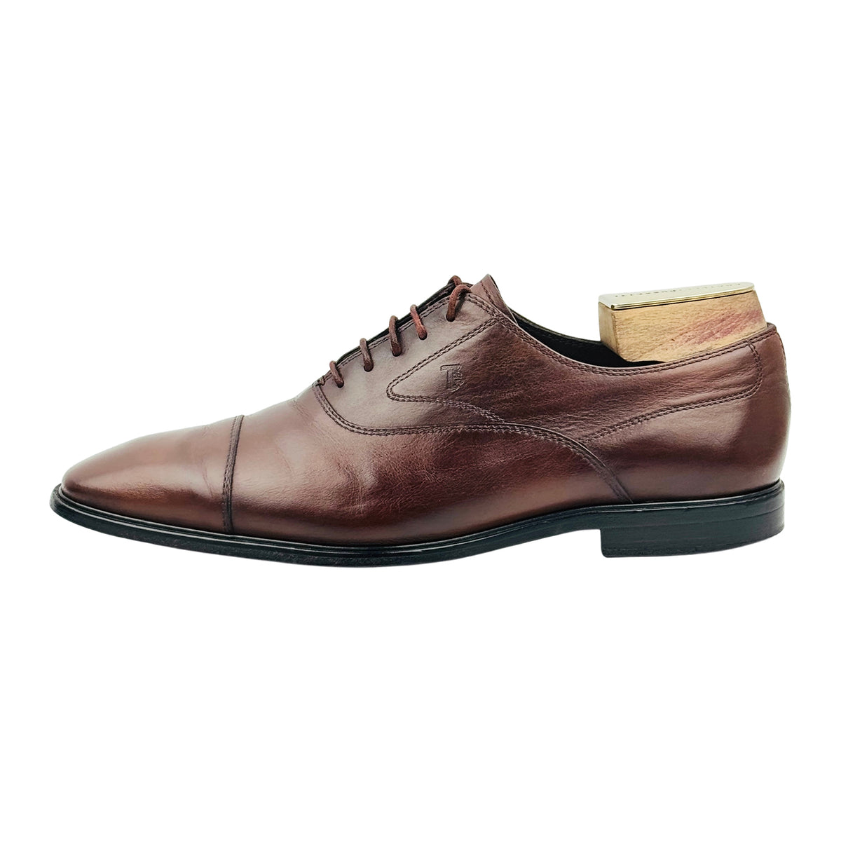 Tods Dark Brown Leather Cap Toe Oxford Shoes (Size 43)