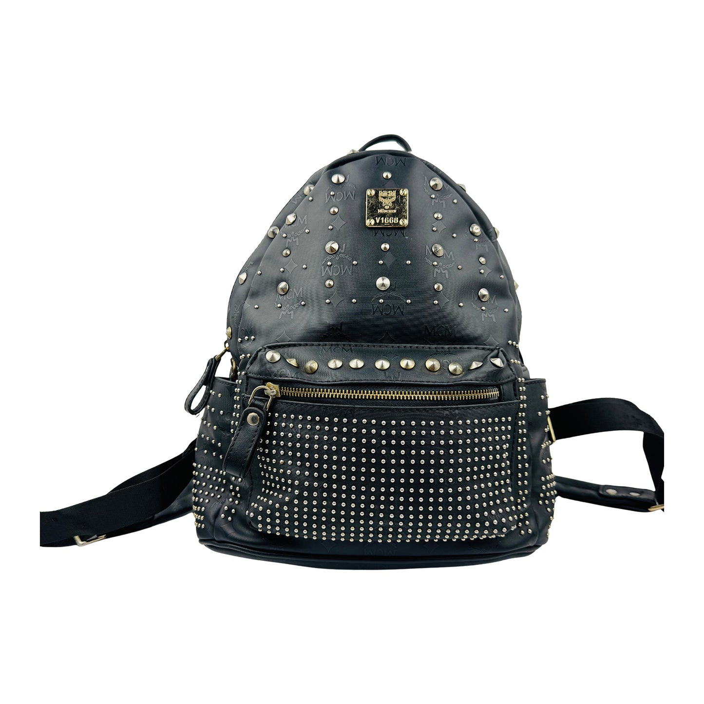 MCM Stark Black Visetos Mixed Studded Backpack