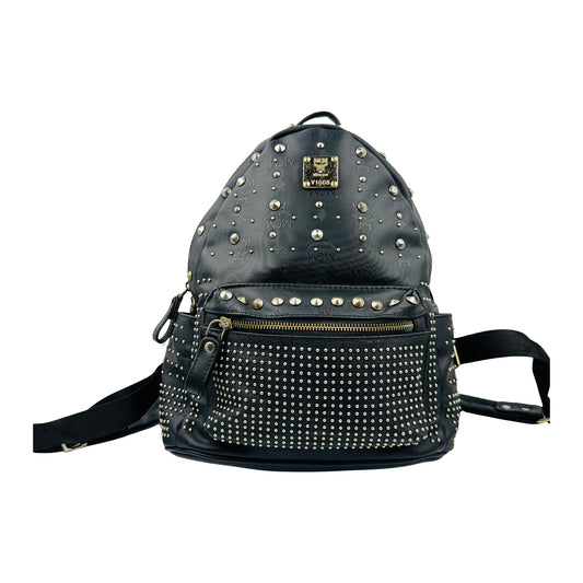 MCM Stark Black Visetos Mixed Studded Backpack