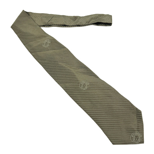 Versace Khaki Green 'Diagonal Stripes' Silk Tie (Size Regular)