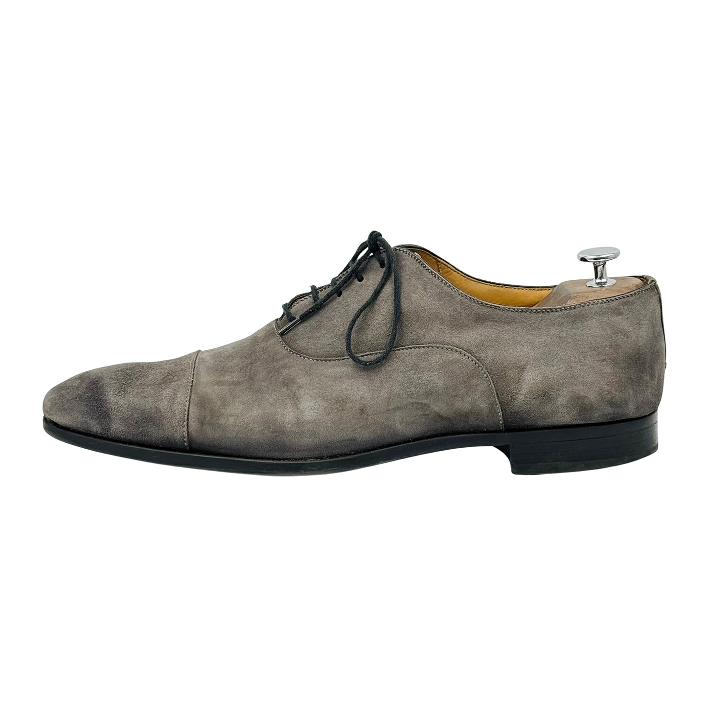 Magnanni Men's Grey Cap-Toe Suede Oxfords (Size 45/45.5)