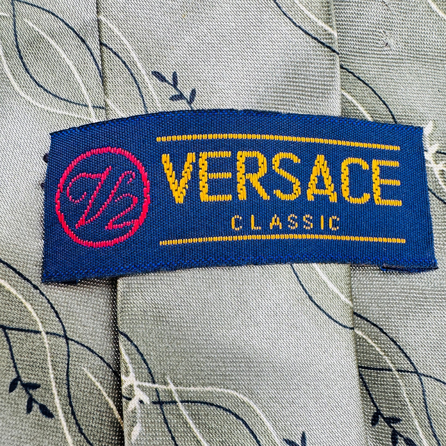 Versace Olive Green 'Patterned Stripes' Tie (Size Regular)