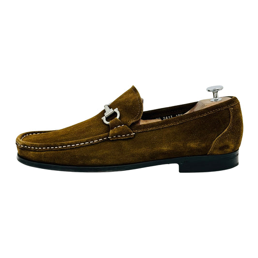 Salvatore Ferragamo Gancini Bit Suede Loafers (Size 44/44.5)