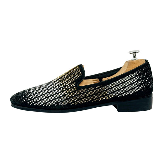 Giuseppe Zanoti Black Leather Embellished Loafers (Size 42)