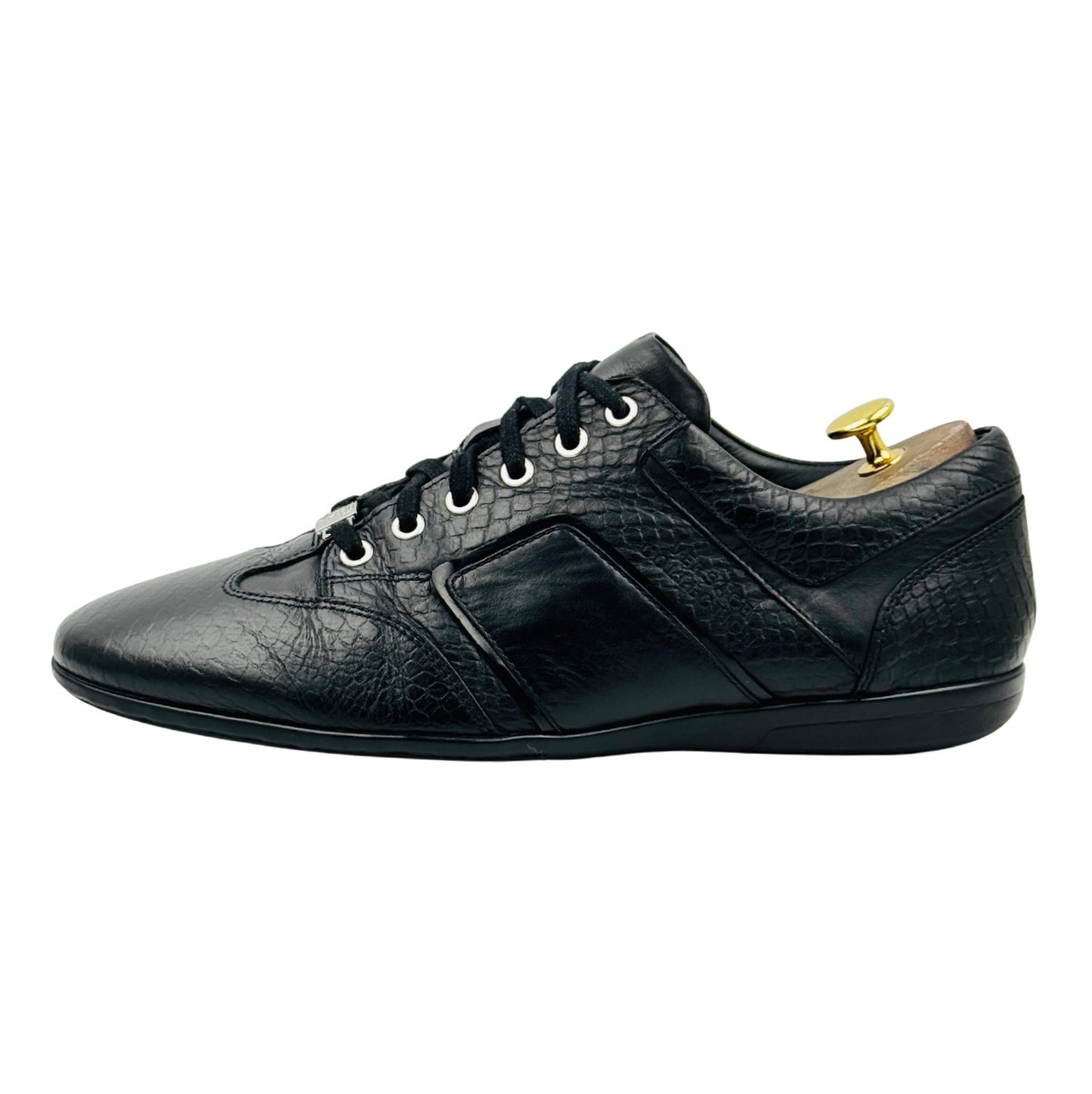 Versace Black Leather Medusa Low Top Sneakers (Size 43) - V900420