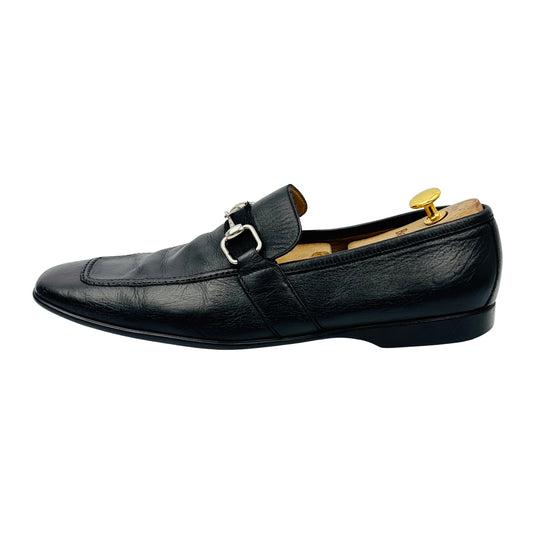 Gucci Men's Black Horsebit Leather Loafers (Size 44/45) - 190004