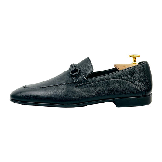 Moreschi Black Leather Logo Bit Loafers (Size 41)