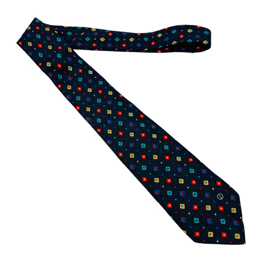 Dunhill Navy 'Foulard Pattern' Tie (Size Regular)