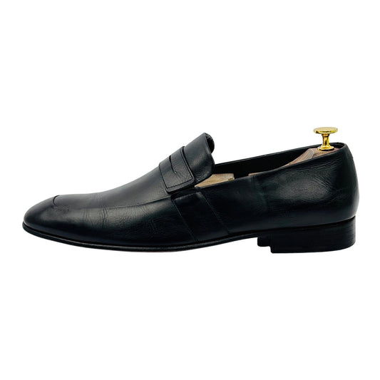 Aquila Men's Black Leather Penny Loafers (Size 43)