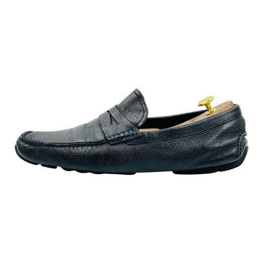 Bally Black Pebbled Leather Penny Loafers (Size 42)