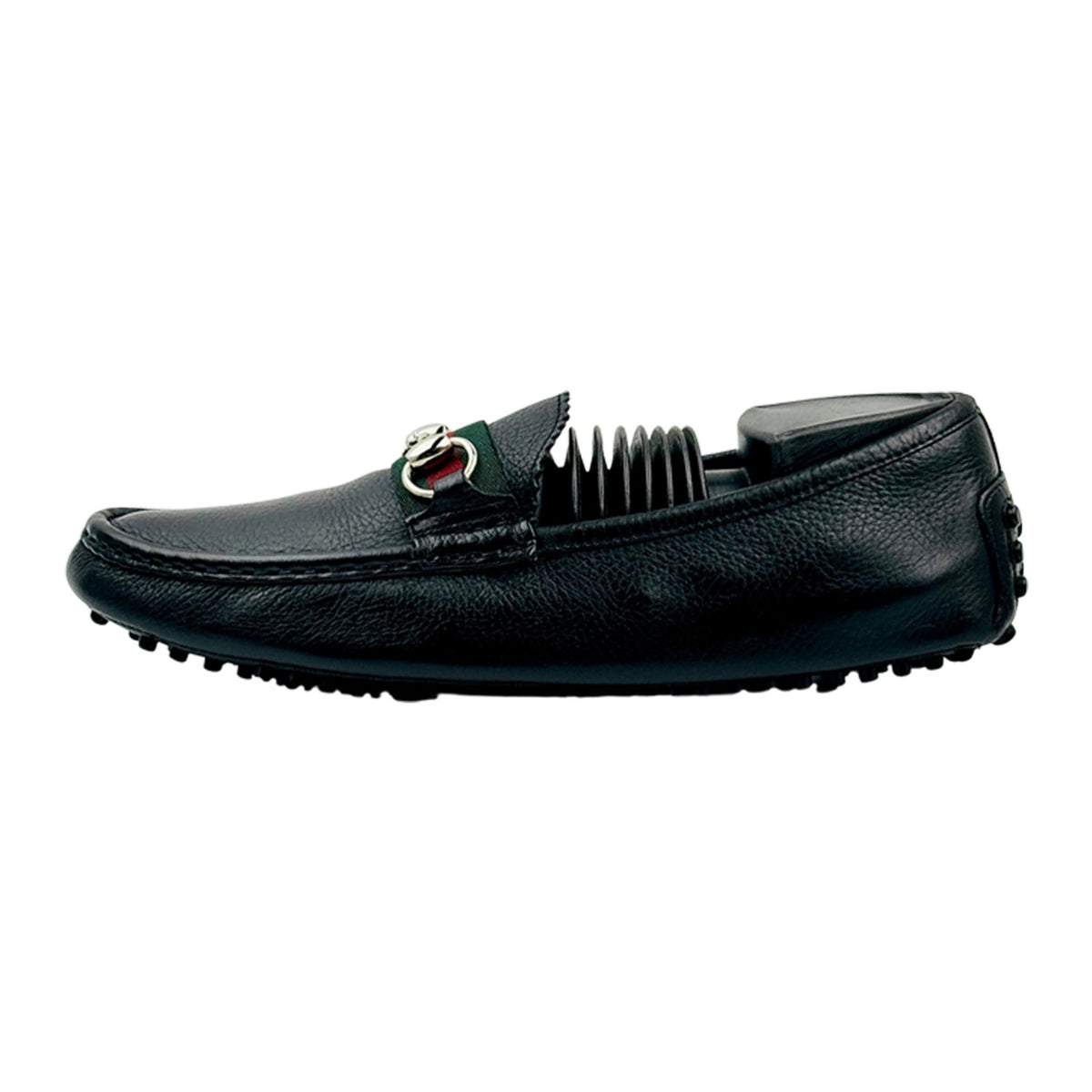 Gucci Black Leather Web Stripe Loafers (Size 40/40.5) - 624698 1XH10 1066