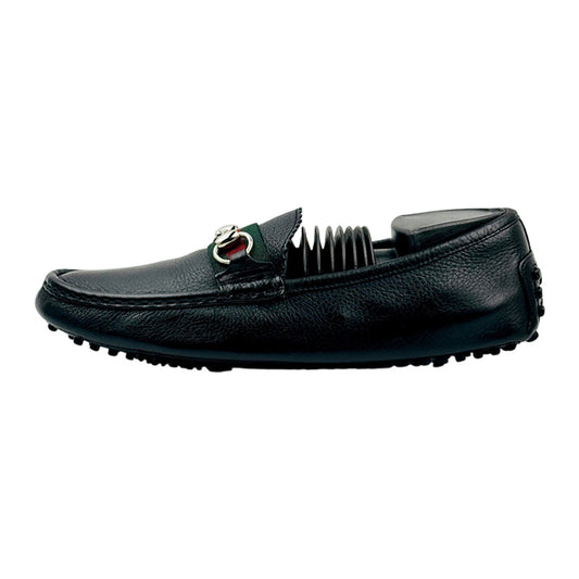 Gucci Black Leather Web Stripe Loafers (Size 40/40.5) - 624698 1XH10 1066