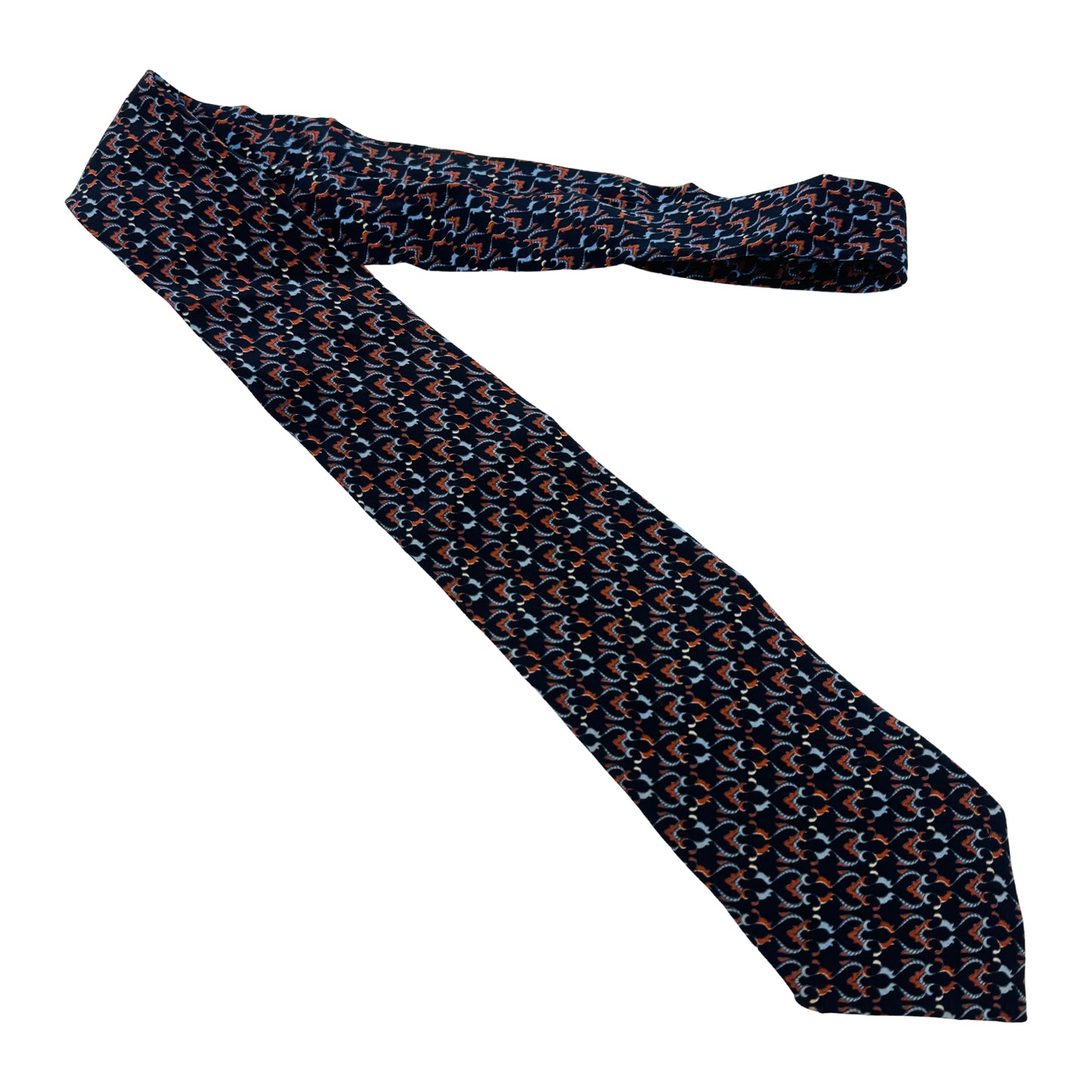 Lanvin Navy Blue 'Repeating Pattern' Silk Tie (Size Regular)