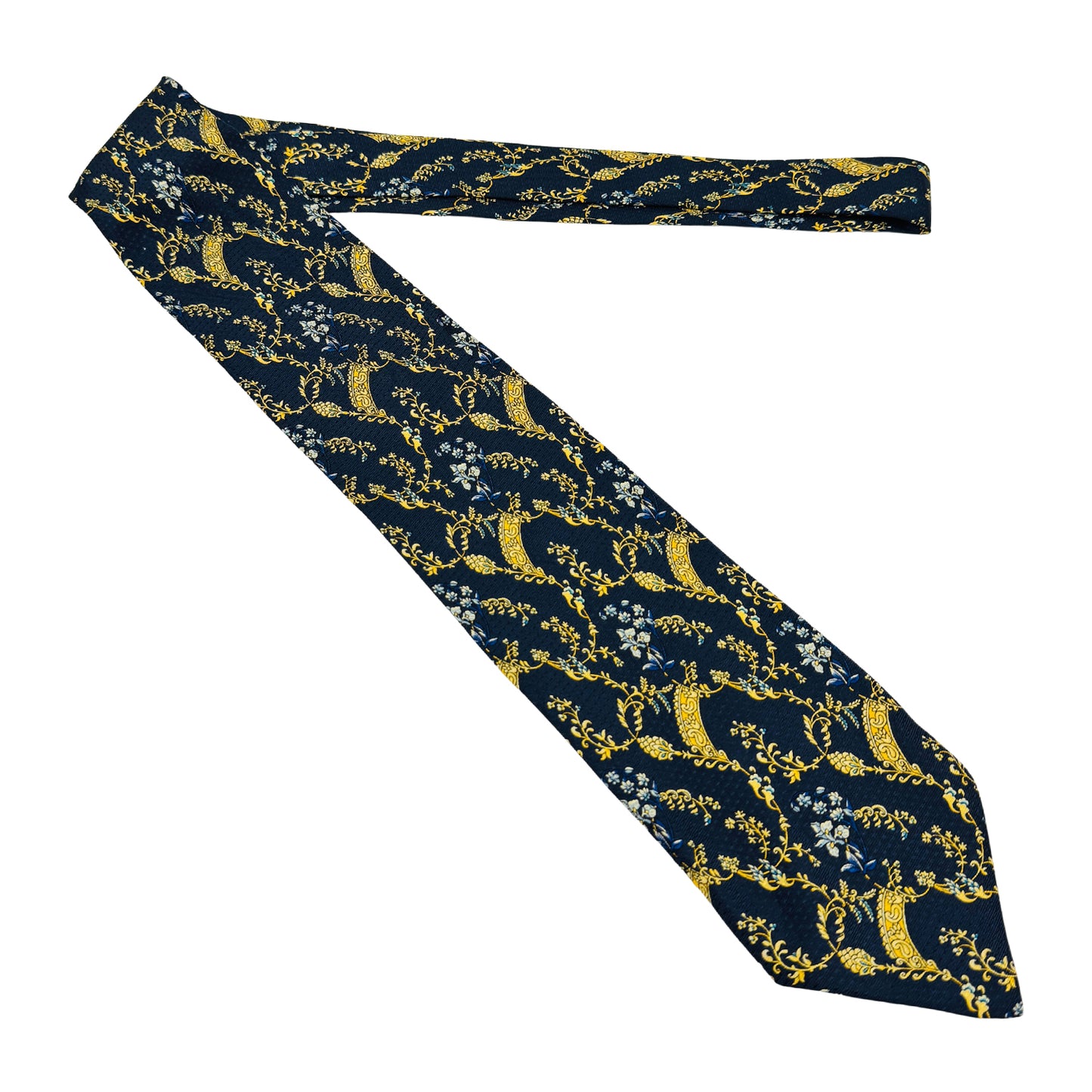 S.T. Dupont Navy 'Floral Pattern' Tie (Size Regular)