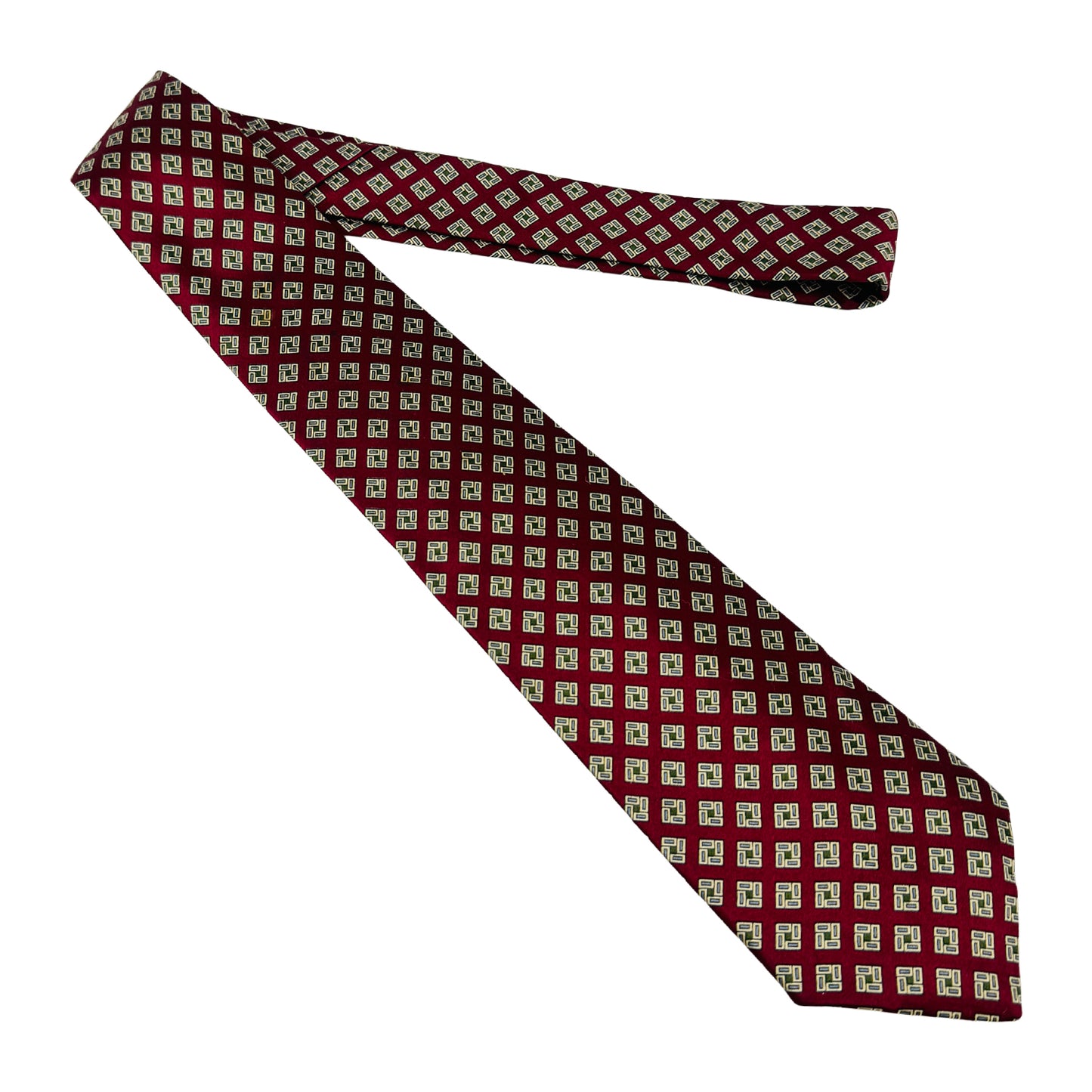 Christian Dior Burgundy 'Square Motifs' Tie (Size Regular)