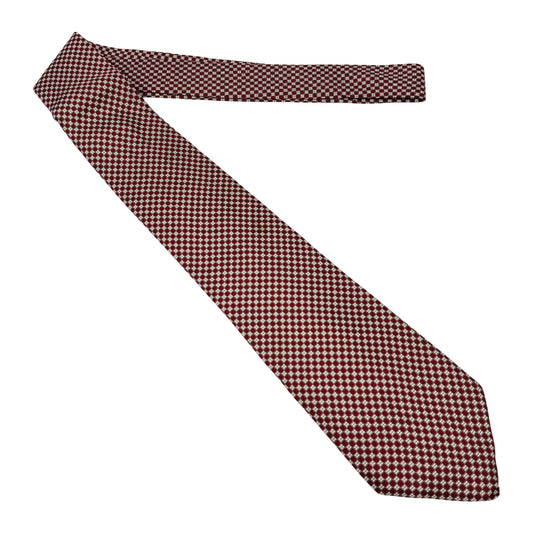 Christian Dior Burgundy 'Checkered Squares' Tie (Size Regular)