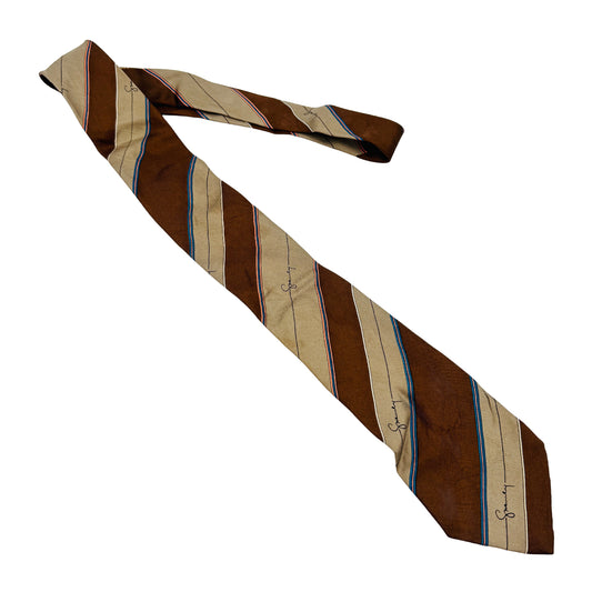Givenchy Brown Beige 'Peach Stripes' Silk Tie (Size Regular)