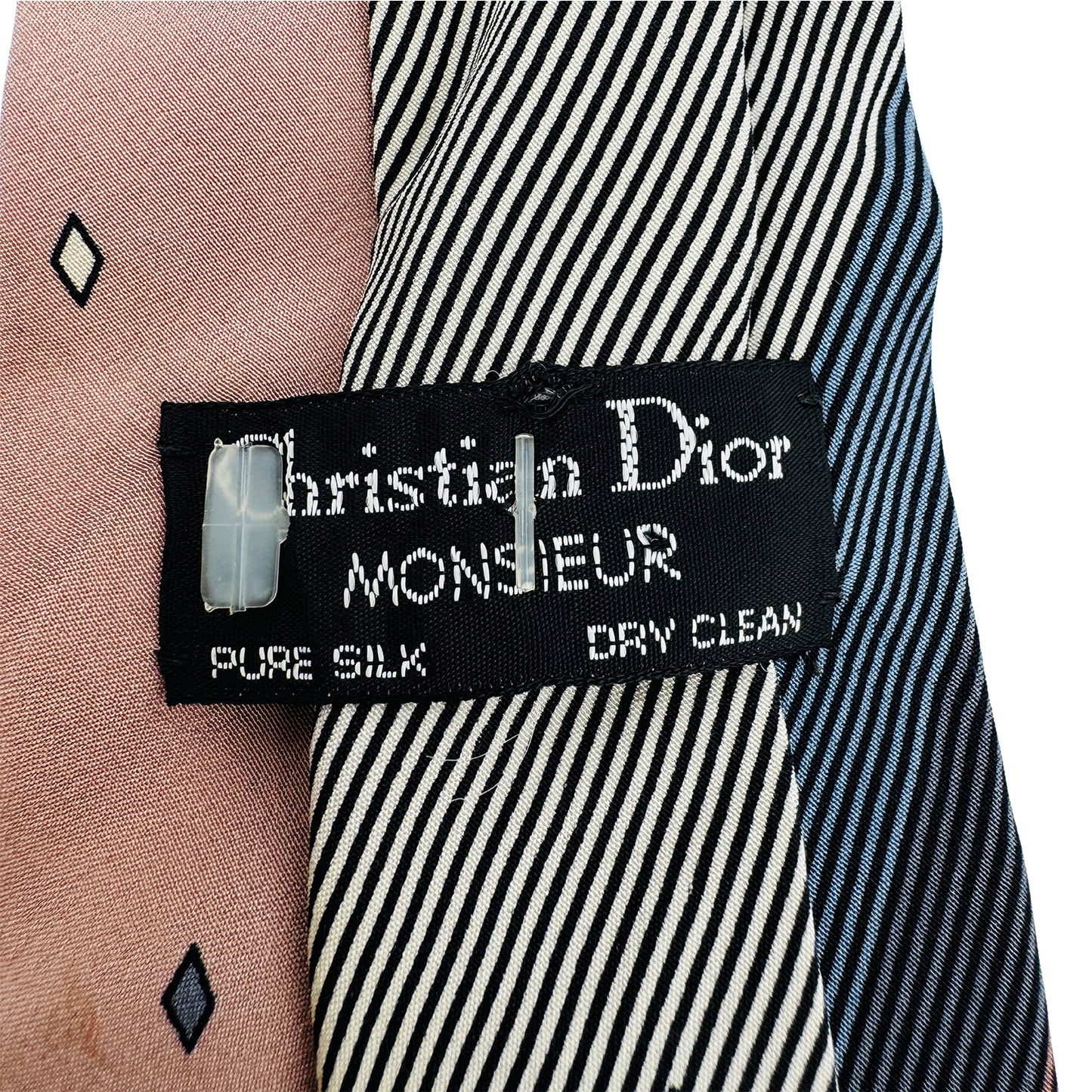 Christian Dior Light Salmon 'Diamond Motifs' Tie (Size Regular)