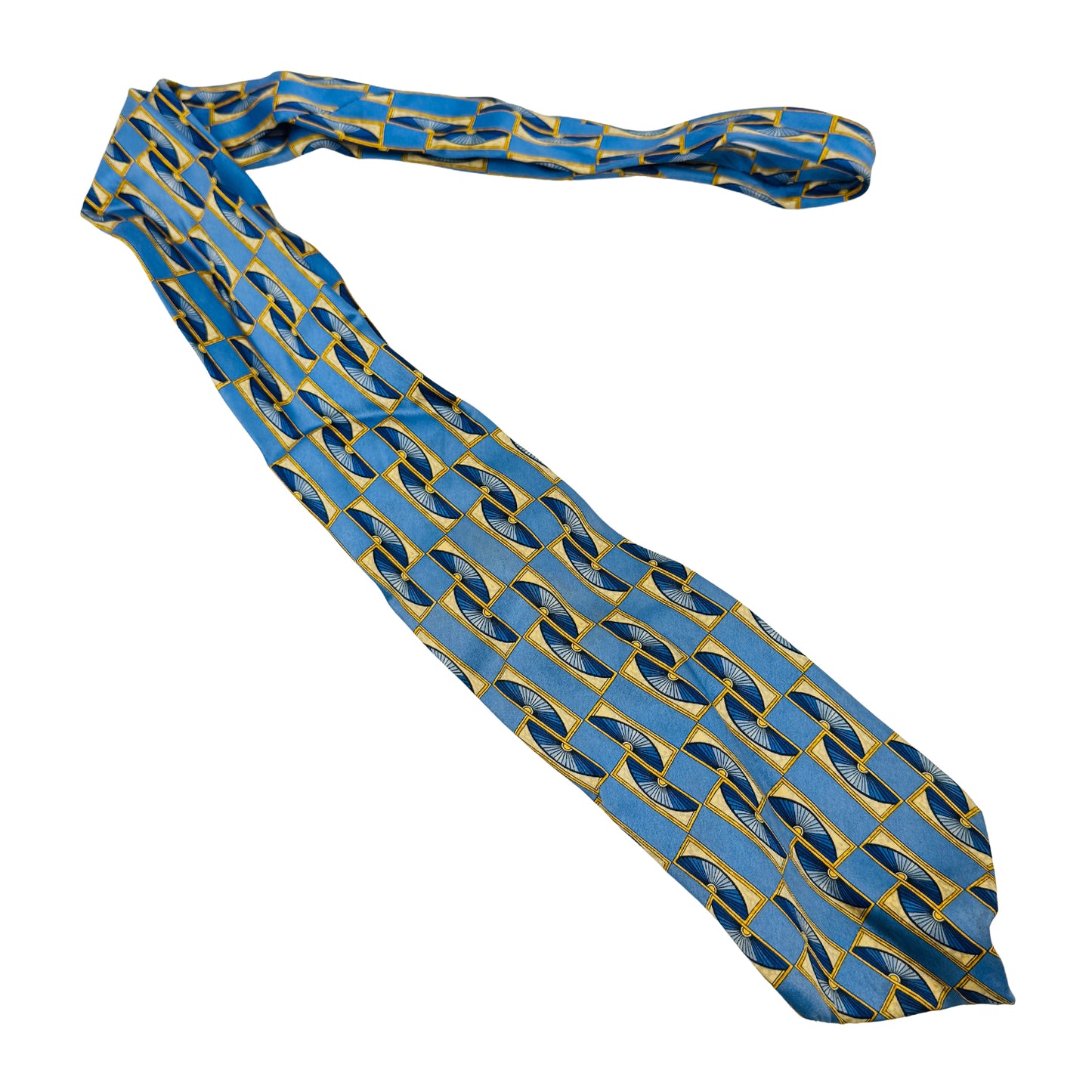 Lanvin Blue 'Yellow Accents' Silk Tie (Size Regular)