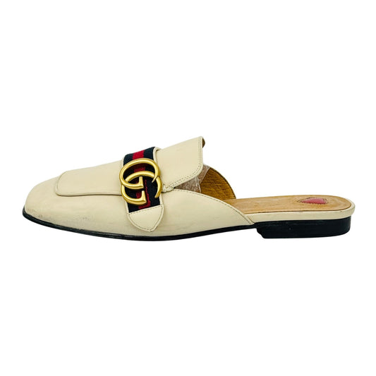 Gucci Princetown Off-White Leather Mules (Size 36)