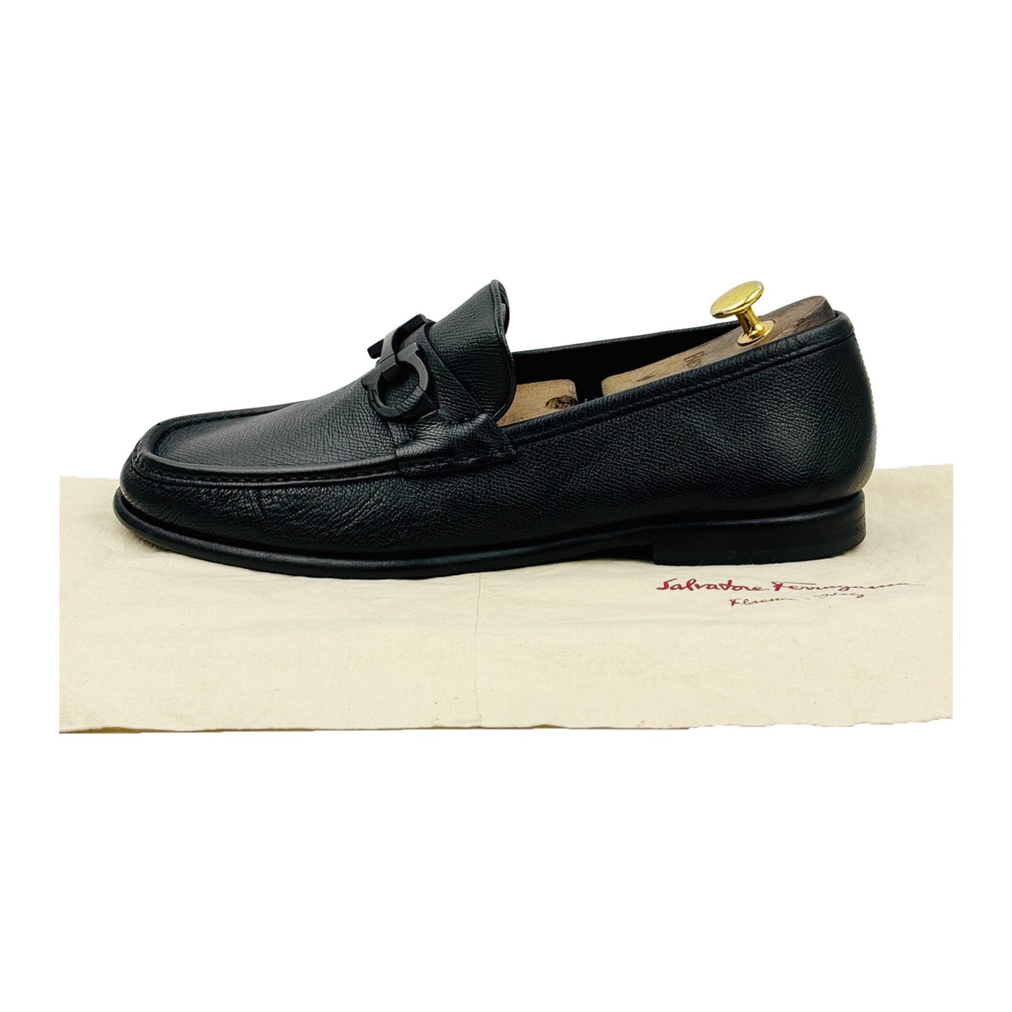 Salvatore Ferragamo Pebbled Leather Gancini Bit Loafers (Size 43)