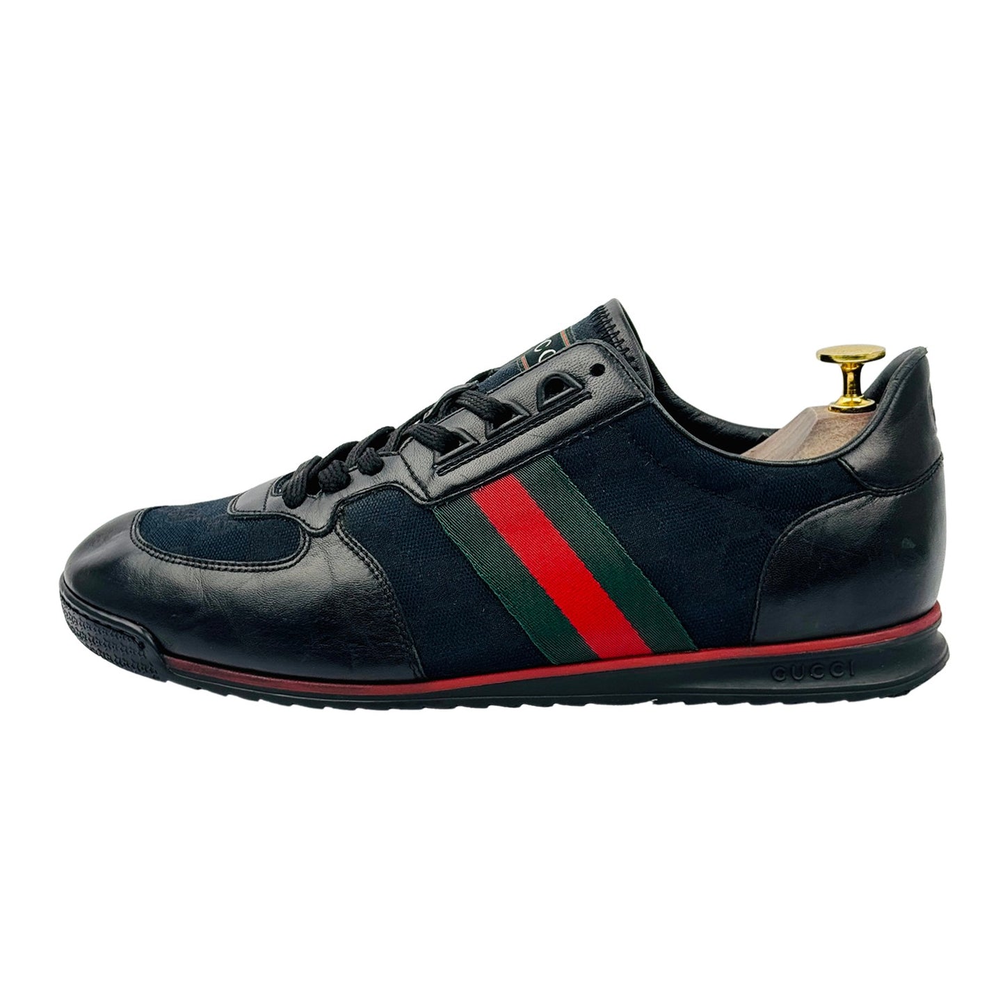 Gucci Web Stripe GG Canvas Black Sneakers (Size 42.5) - 237715