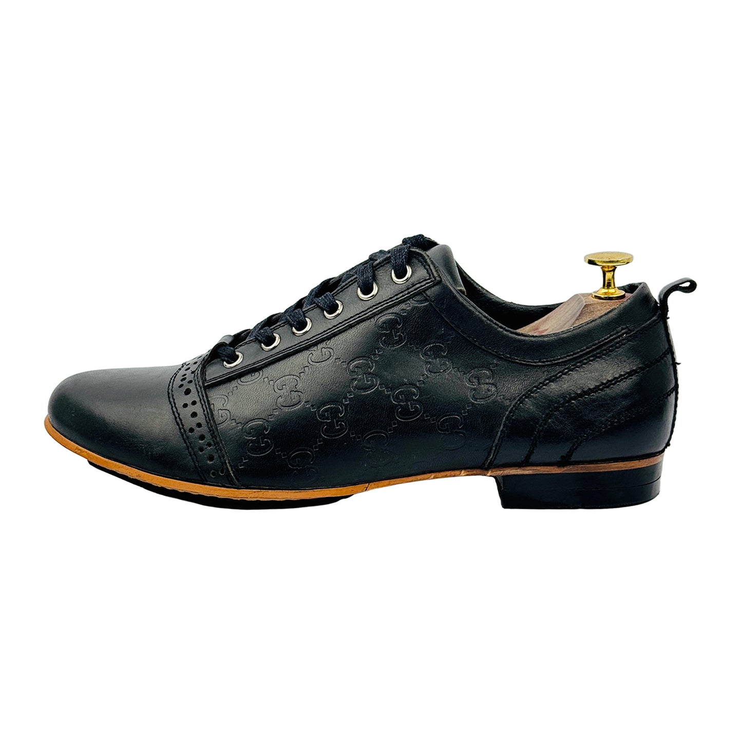 Gucci Men's GG Logo Black Leather Sneakers (Size 42/42.5)