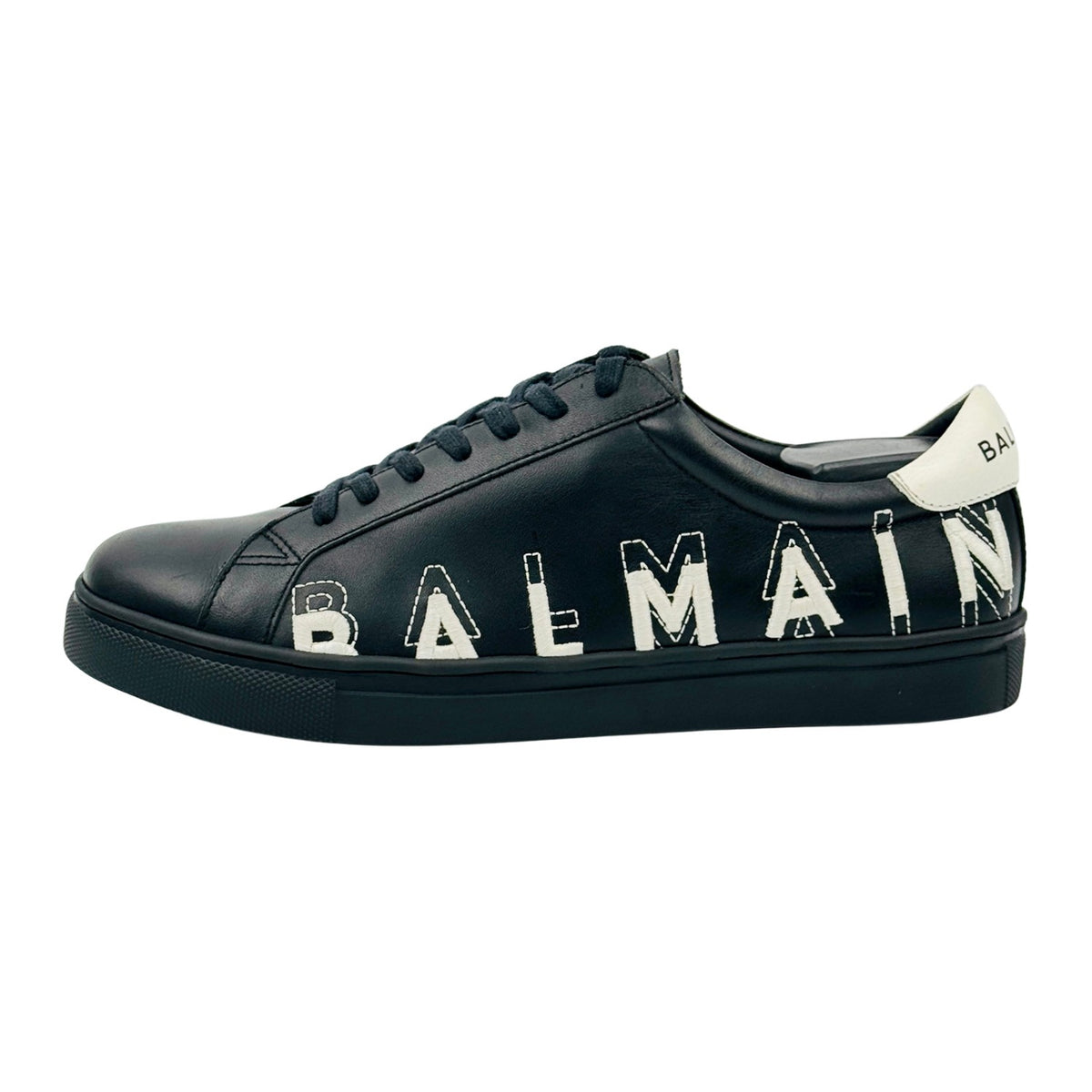 Balmain Paris Black White Logo Print Sneakers (Size 41)