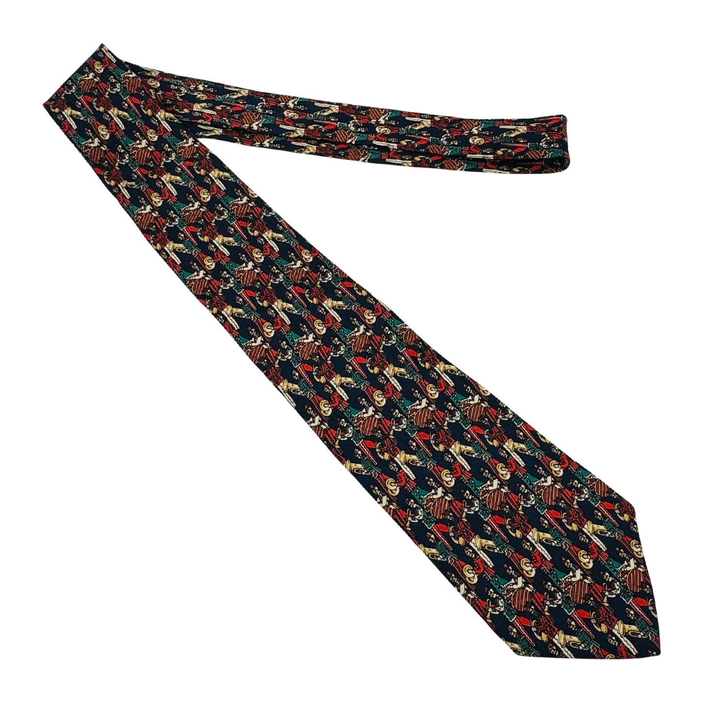 Salvatore Ferragamo Navy Blue 'Geometric Pattern' Tie (Size Regular)