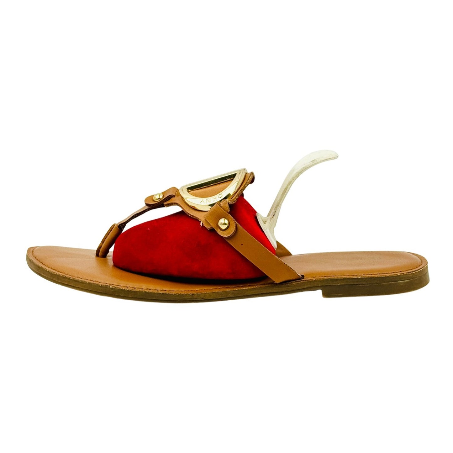 DKNY Women's Tan Leather Thong Sandal Slides (Size 37)